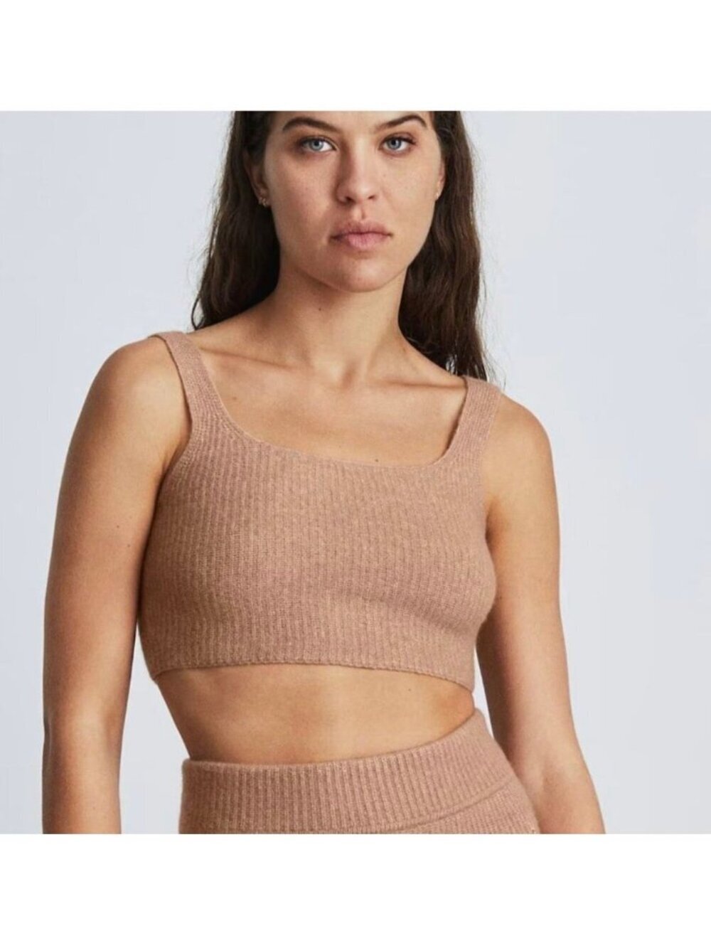 NWT Everlane Wool The Cozy Stretch Crop Tank In Heathered Camel XS